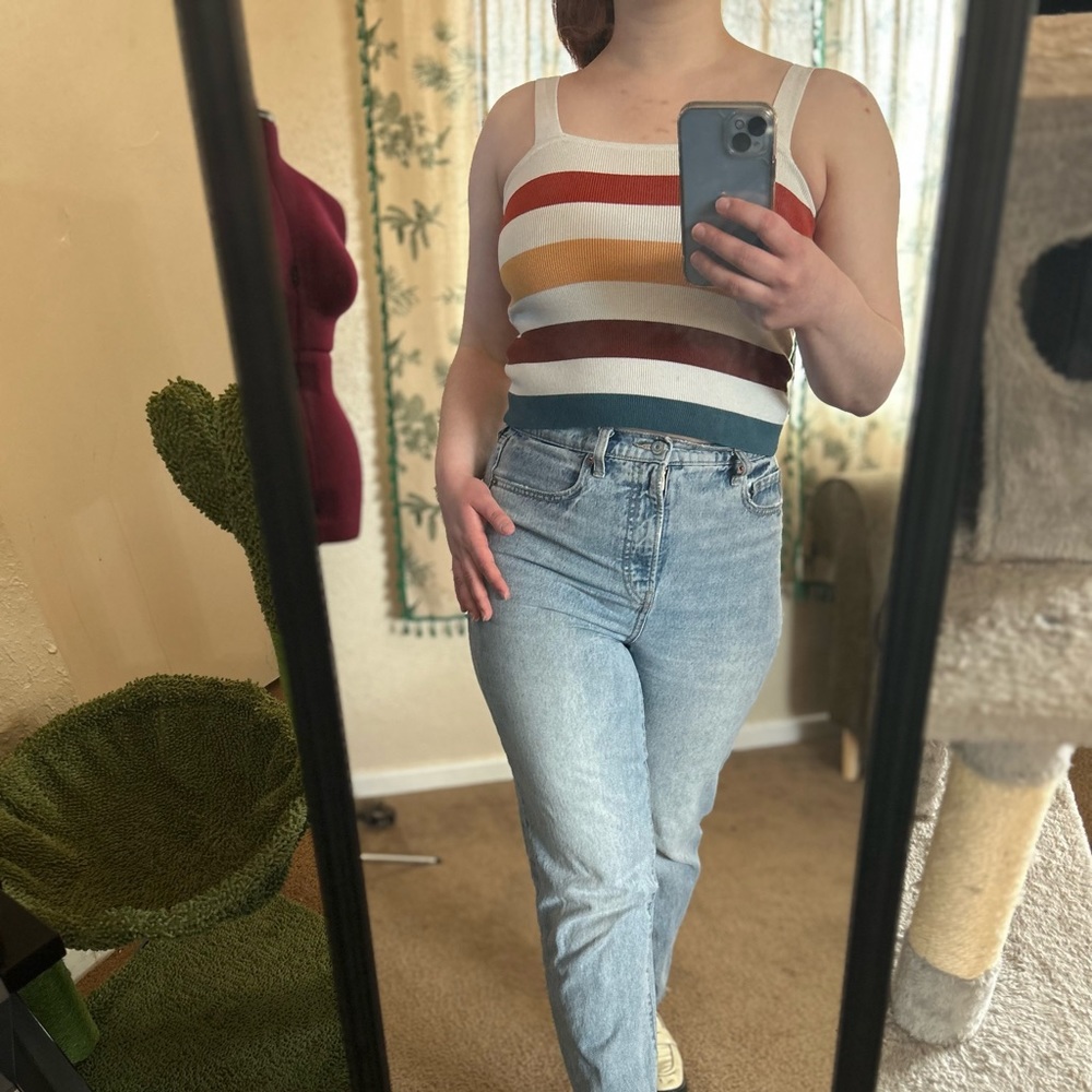 Forever 21 Striped Crop Tank Top